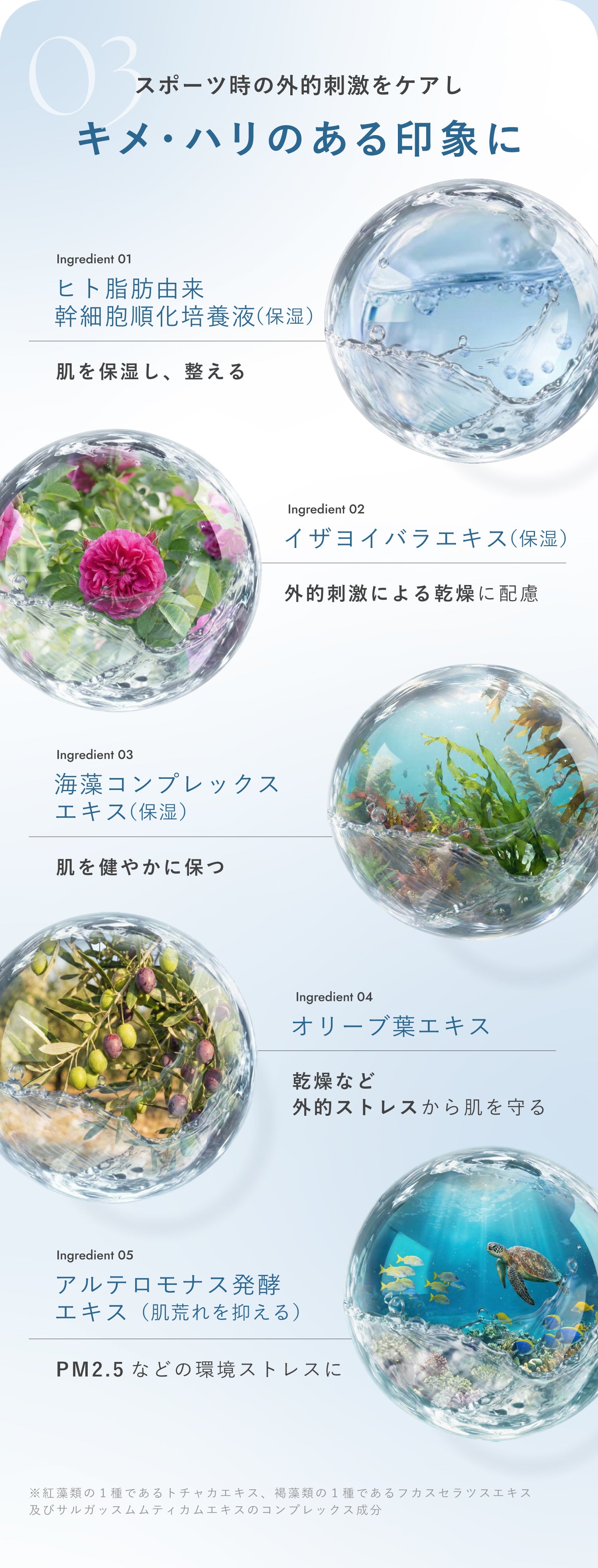 スポーツ時の外的刺激をケアしキメ・ハリのある印象に